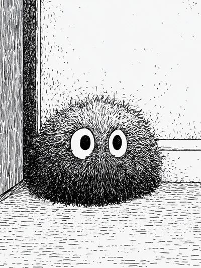 Fuzzy Creature Black-White Print. poster