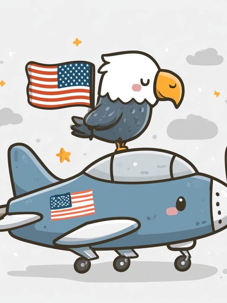 Patriotic Eagle Airplane Illustration Poster. poster detail
