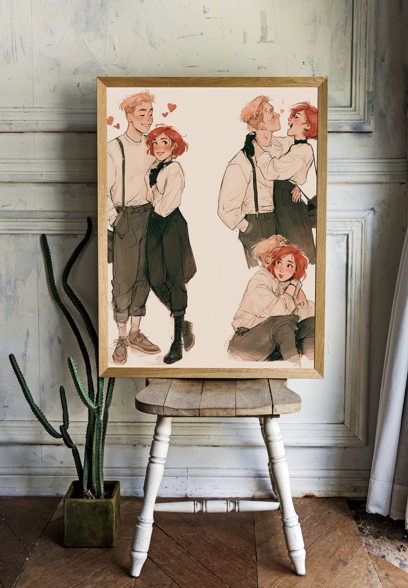 Romantic Couple Sketch Poster. — room view 1