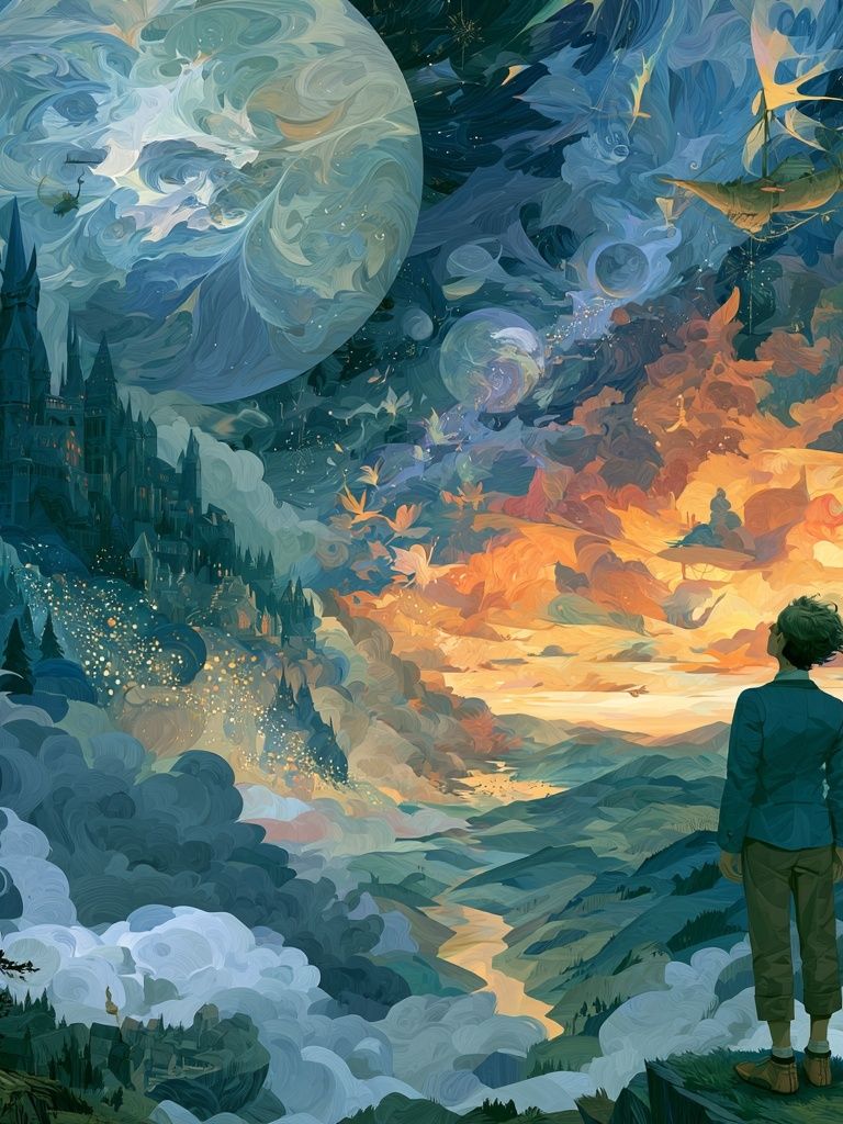 Dreamscape Castle Landscape Print. poster — illustration art