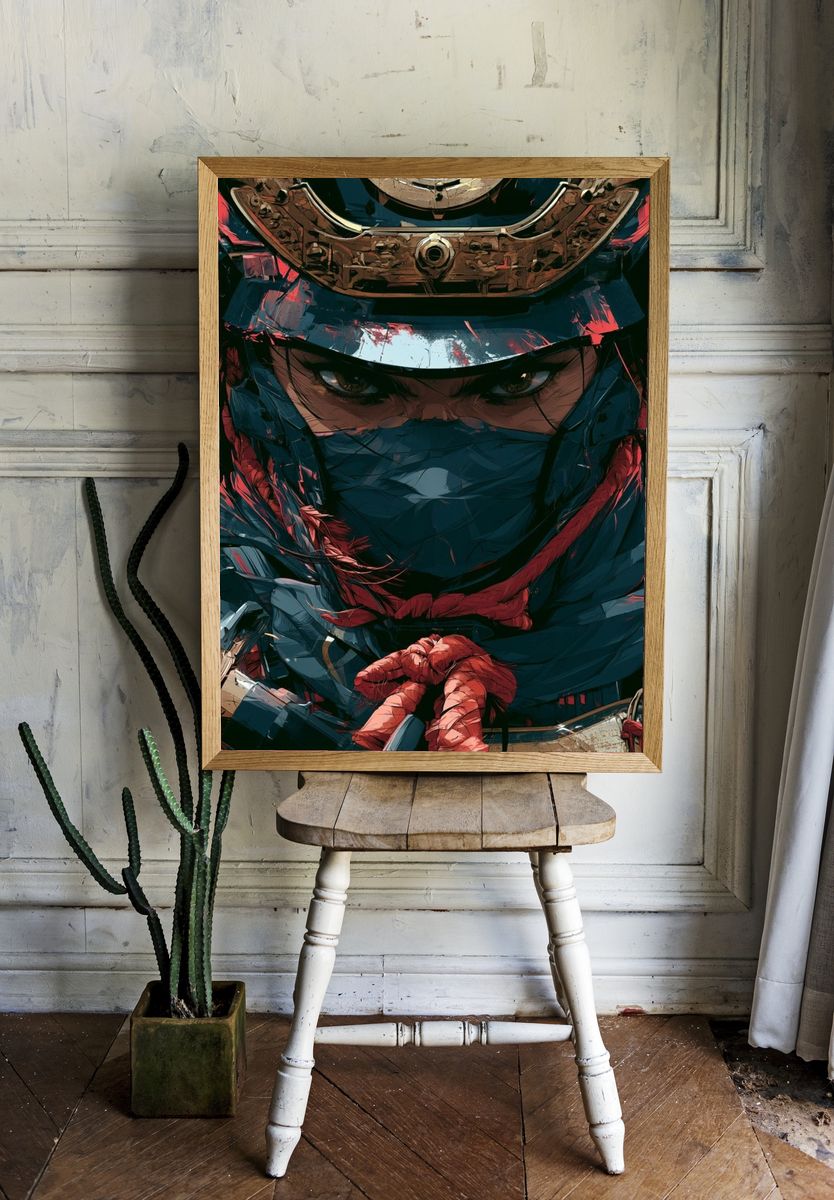 Samurai Warrior Digital Art Poster. — room view 1