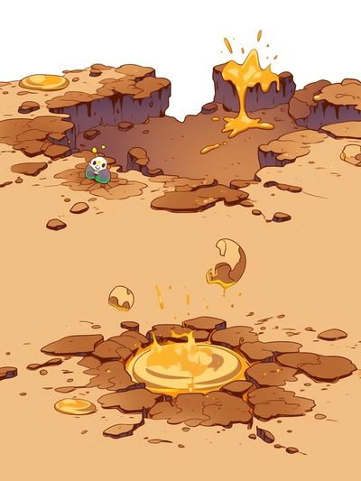 Molten Crater Illustration Poster.
