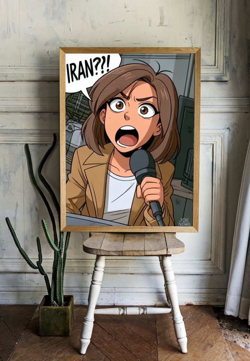 Shocked Reporter Illustration Poster. — room view 1
