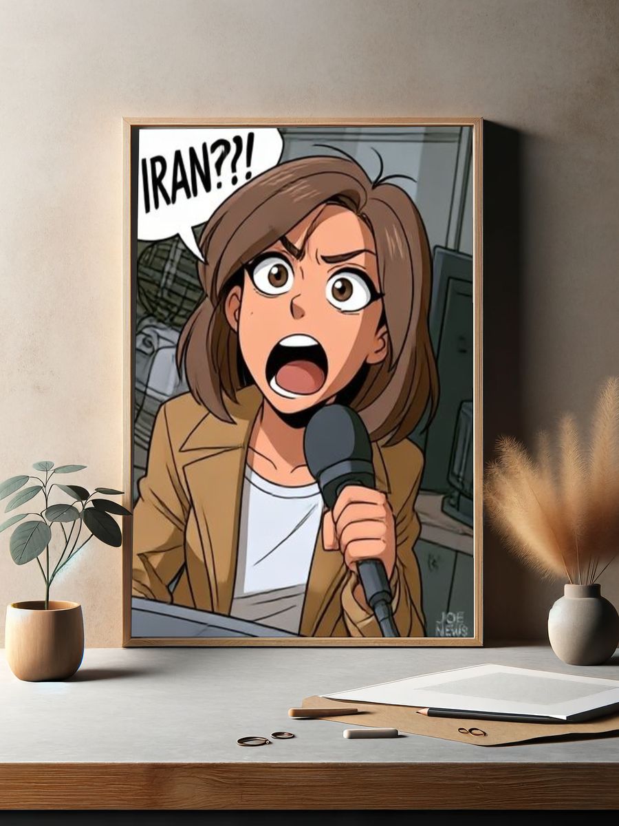 Shocked Reporter Illustration Poster. — room view 2