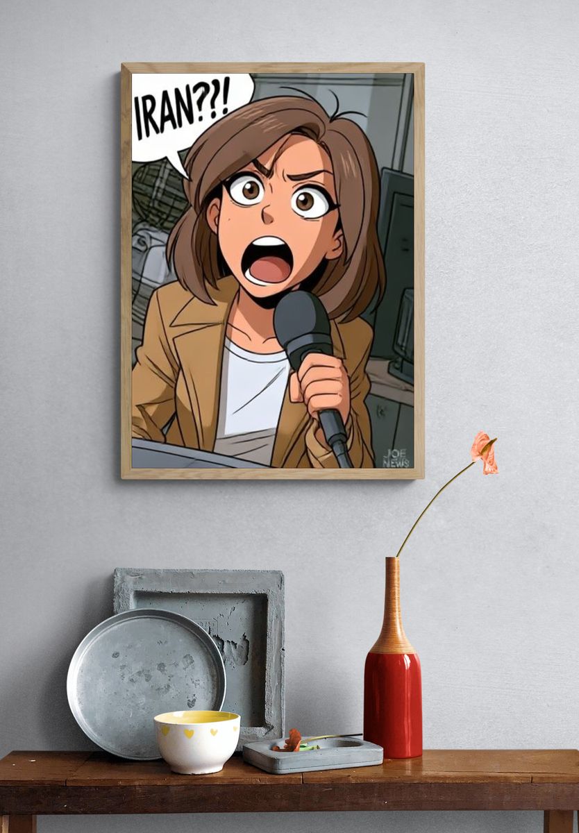 Shocked Reporter Illustration Poster. — room view 3