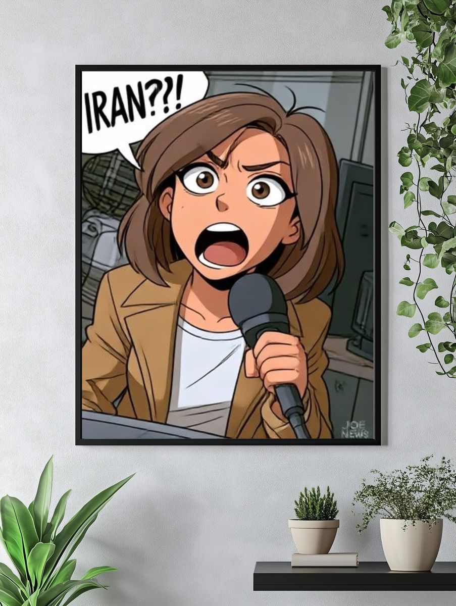 Shocked Reporter Illustration Poster. — room view 4