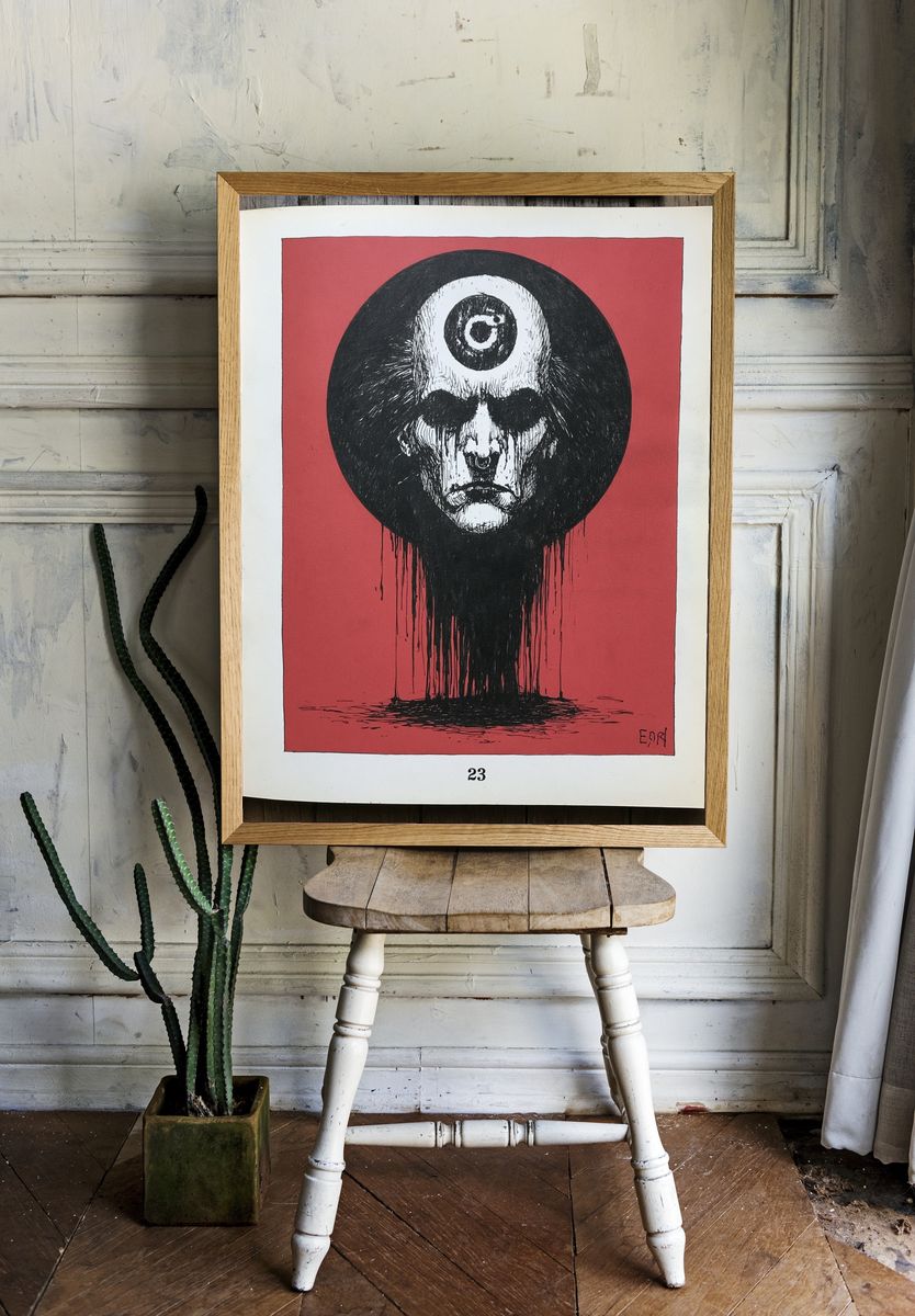 Surreal Skull Portrait Print. — room view 1