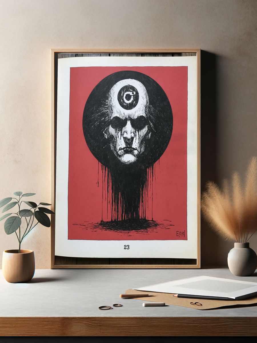 Surreal Skull Portrait Print. — room view 2