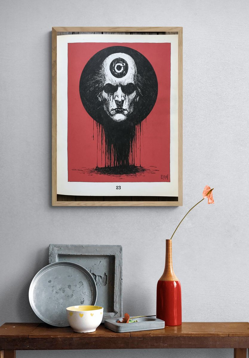 Surreal Skull Portrait Print. — room view 3
