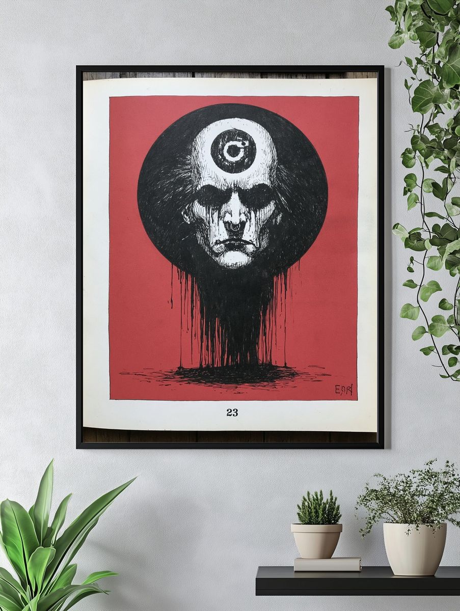Surreal Skull Portrait Print. — room view 4