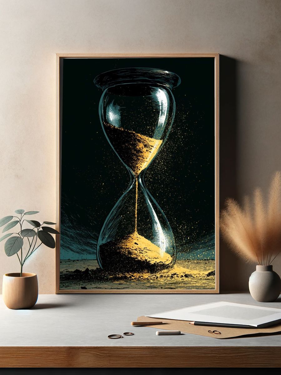 Surreal Hourglass Illustration Poster. — room view 2