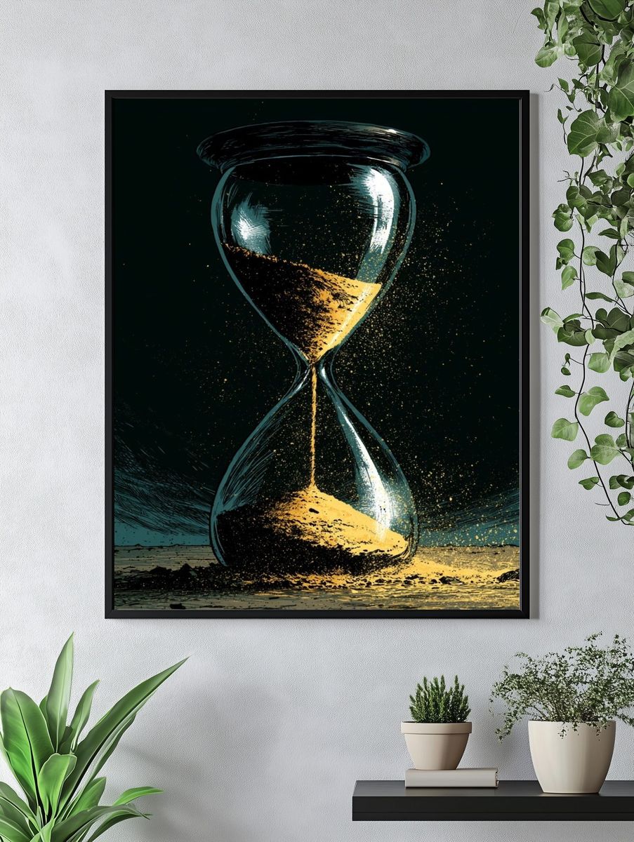 Surreal Hourglass Illustration Poster. — room view 4