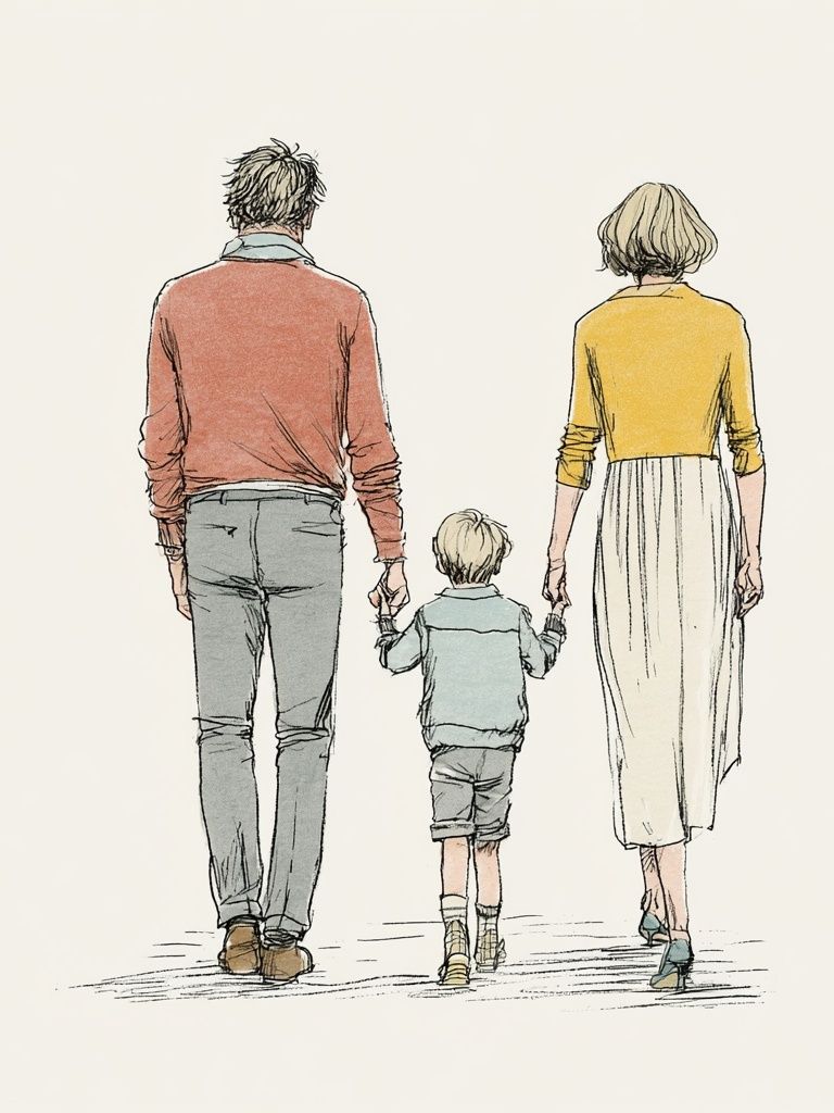 Family Walk Illustration Poster. poster detail