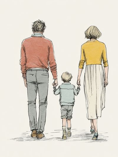Family Walk Illustration Poster. poster