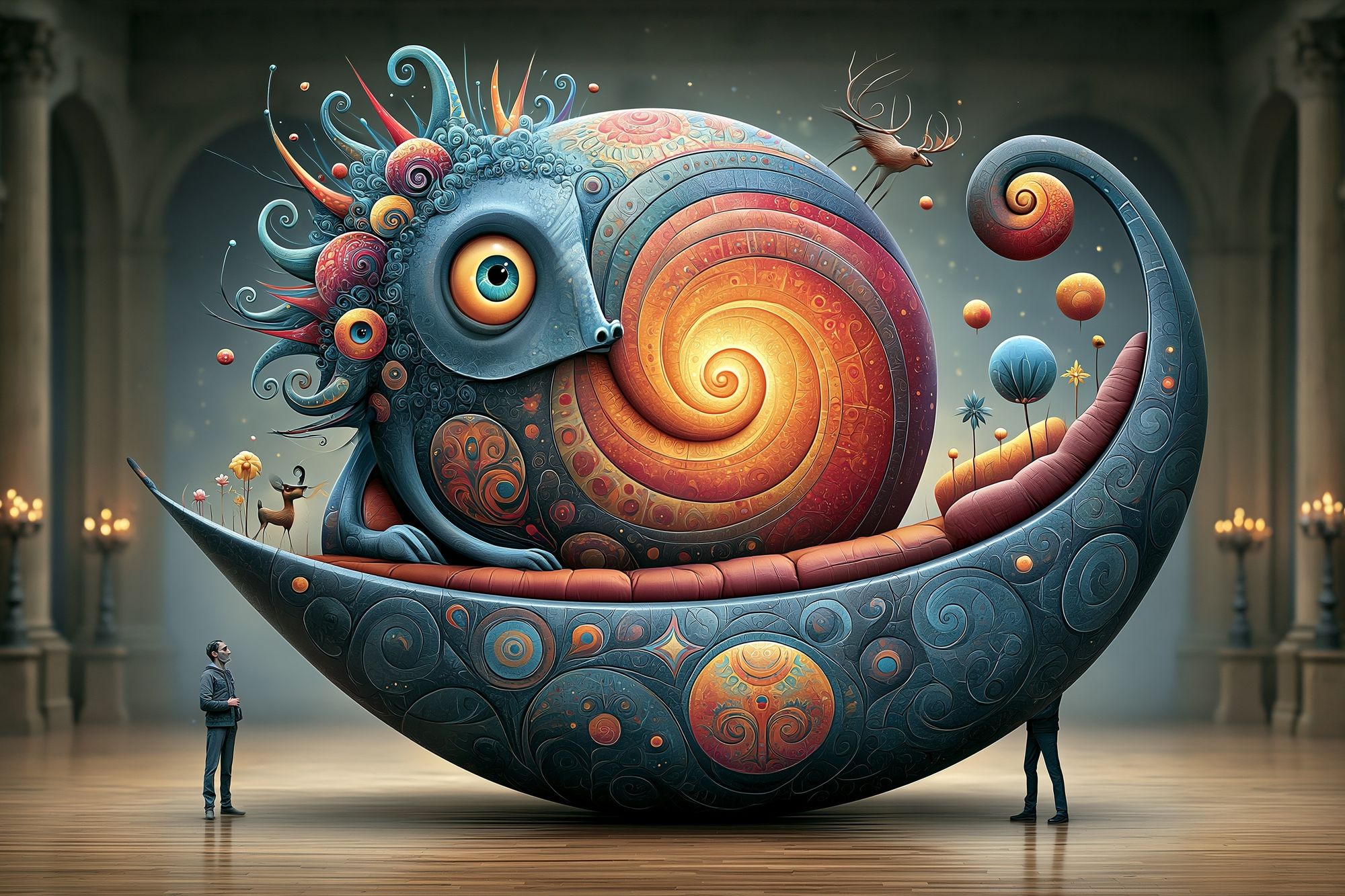 Surreal Snail Dreamscape Poster. poster detail