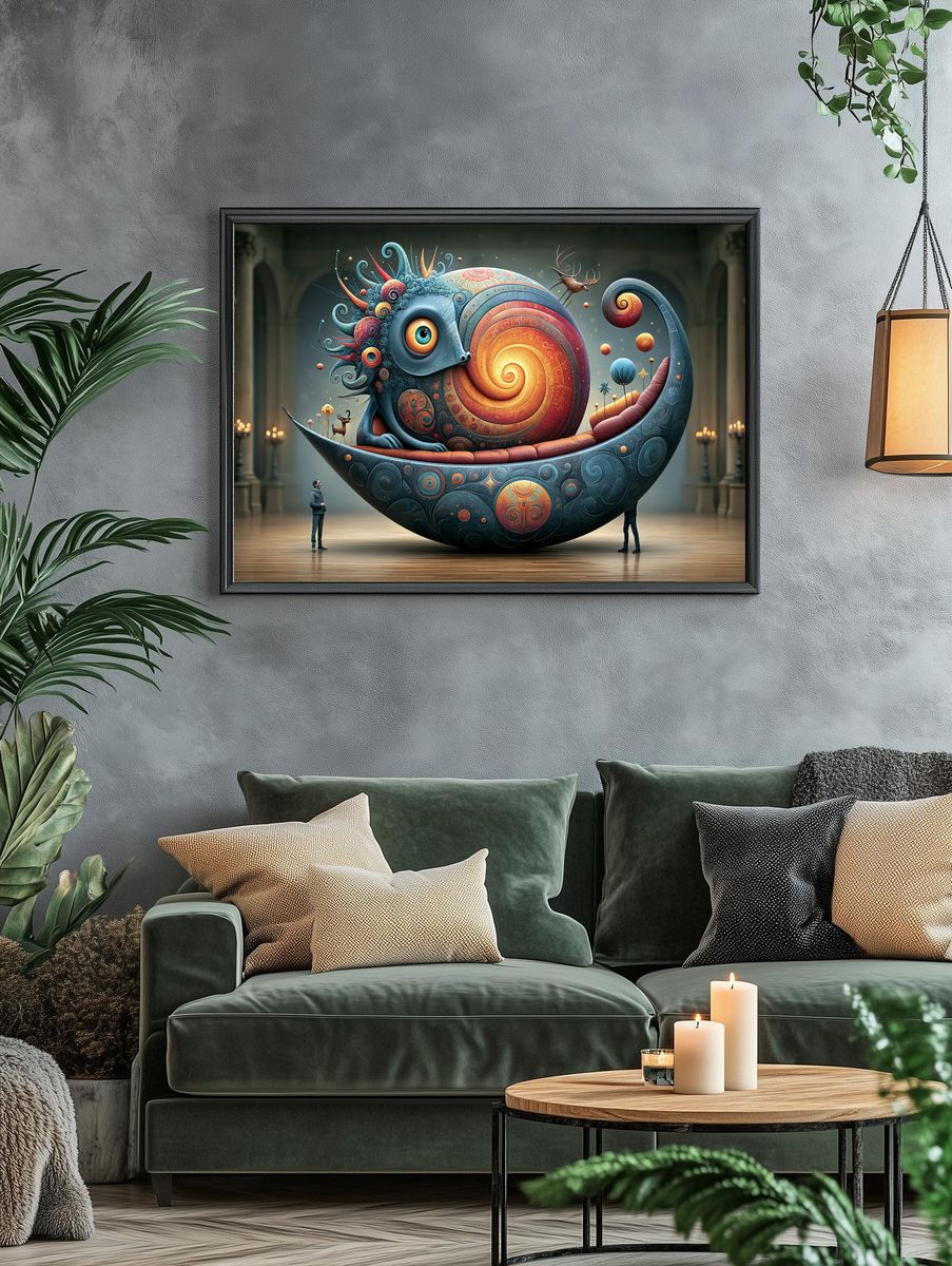 Surreal Snail Dreamscape Poster. — room view 4