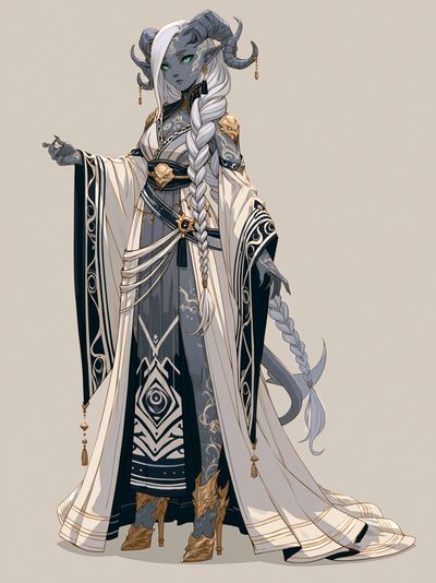 Horned Fantasy Character Illustration Poster.