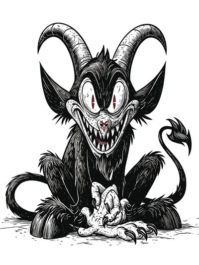 Demonic Goat Illustration Poster.