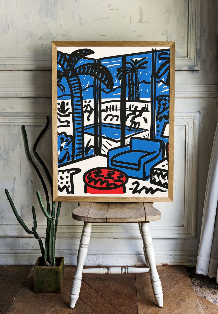 Blue Interior Sketch Poster. room preview