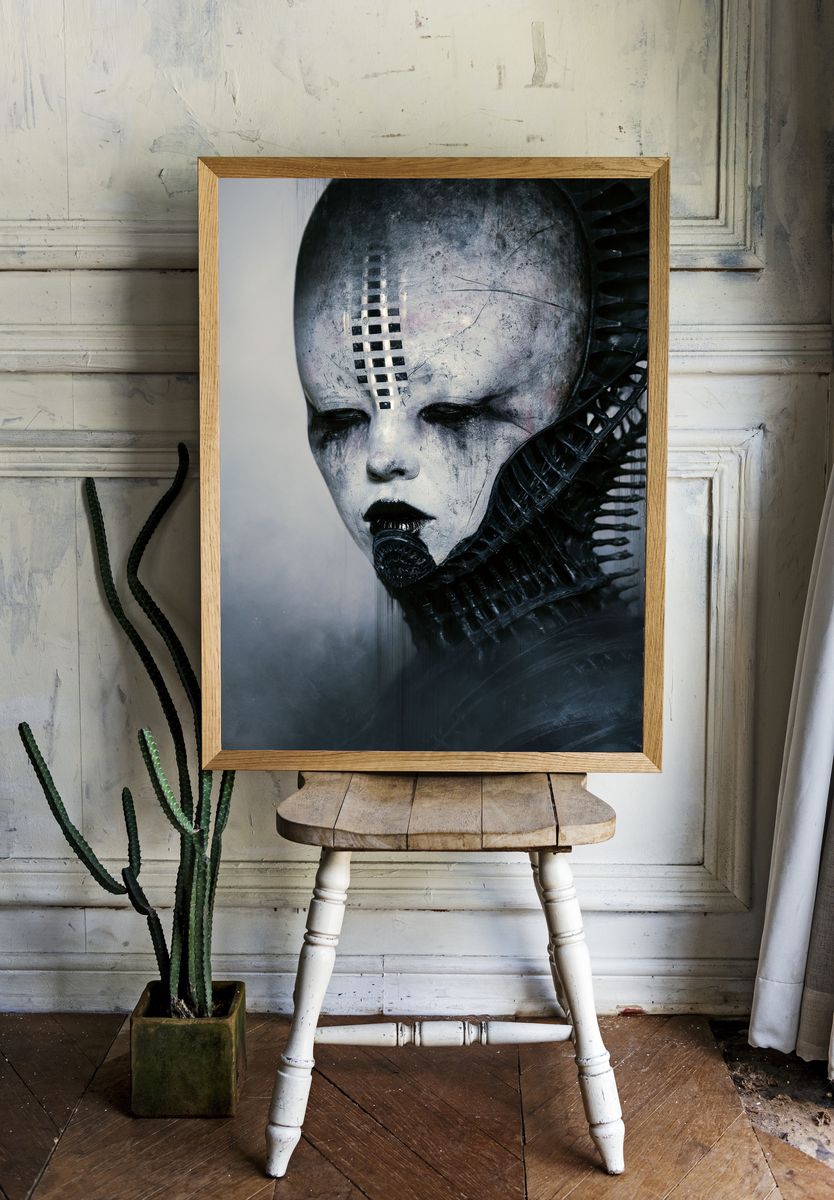 Cyberpunk Mask Portrait Poster. room preview