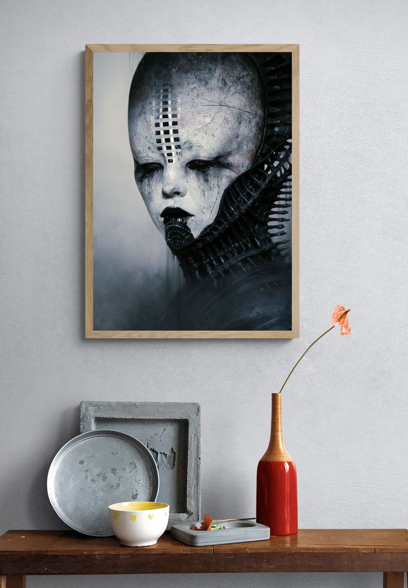 Cyberpunk Mask Portrait Poster. — room view 3