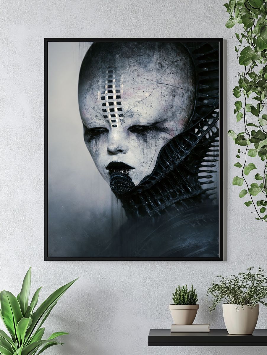 Cyberpunk Mask Portrait Poster. — room view 4