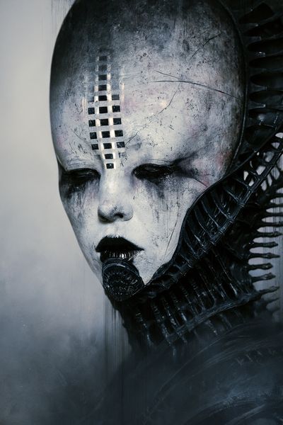 Cyberpunk Mask Portrait Poster.