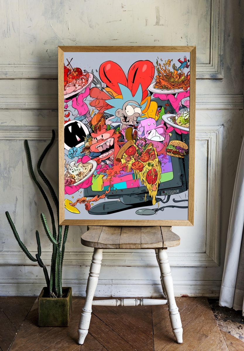 Cute Cat Weightlifting Illustration Poster. room preview