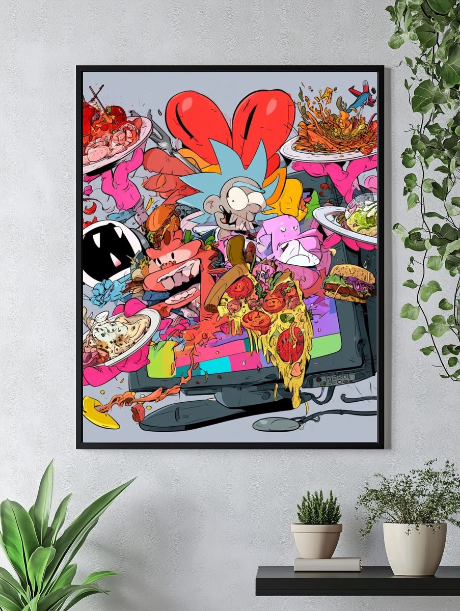Cute Cat Weightlifting Illustration Poster. — room view 4