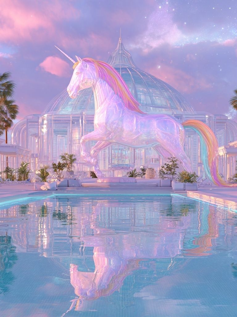 Pastel Unicorn Palace Print. poster detail
