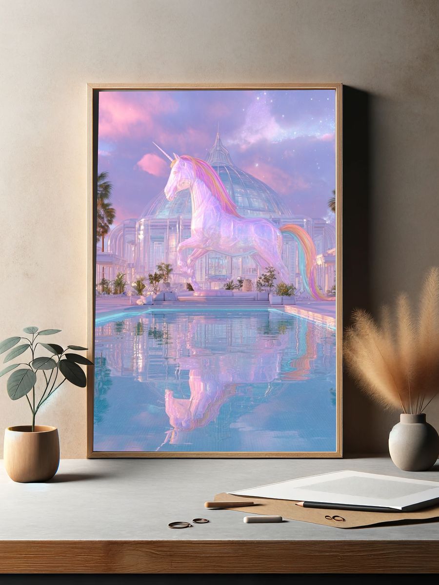 Pastel Unicorn Palace Print. — room view 2