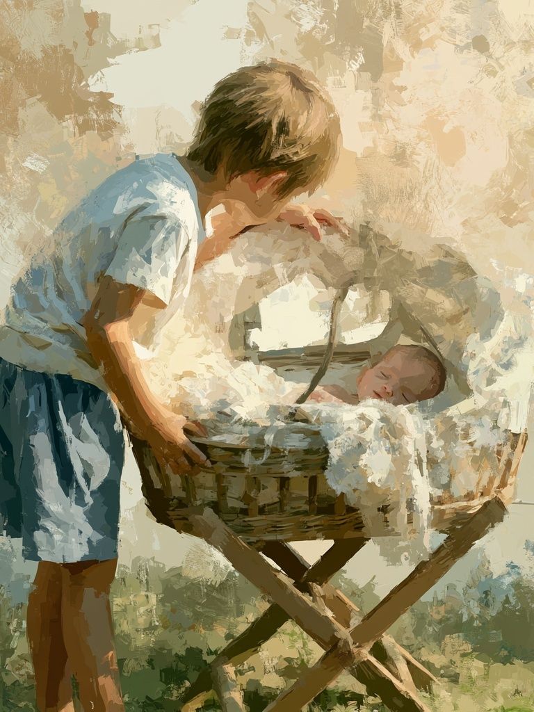 Tender Nursery Moment Illustration Poster. poster detail