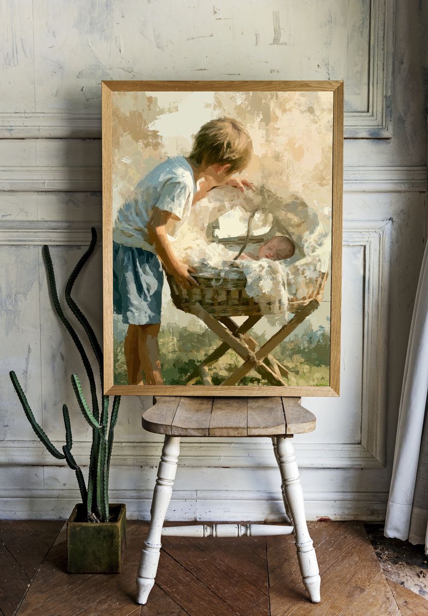 Tender Nursery Moment Illustration Poster. — room view 1