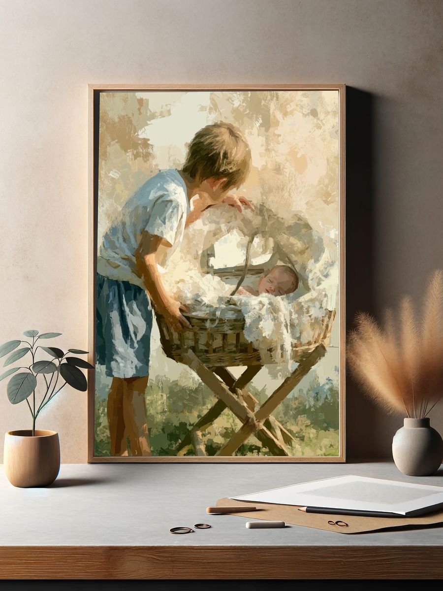 Tender Nursery Moment Illustration Poster. — room view 2