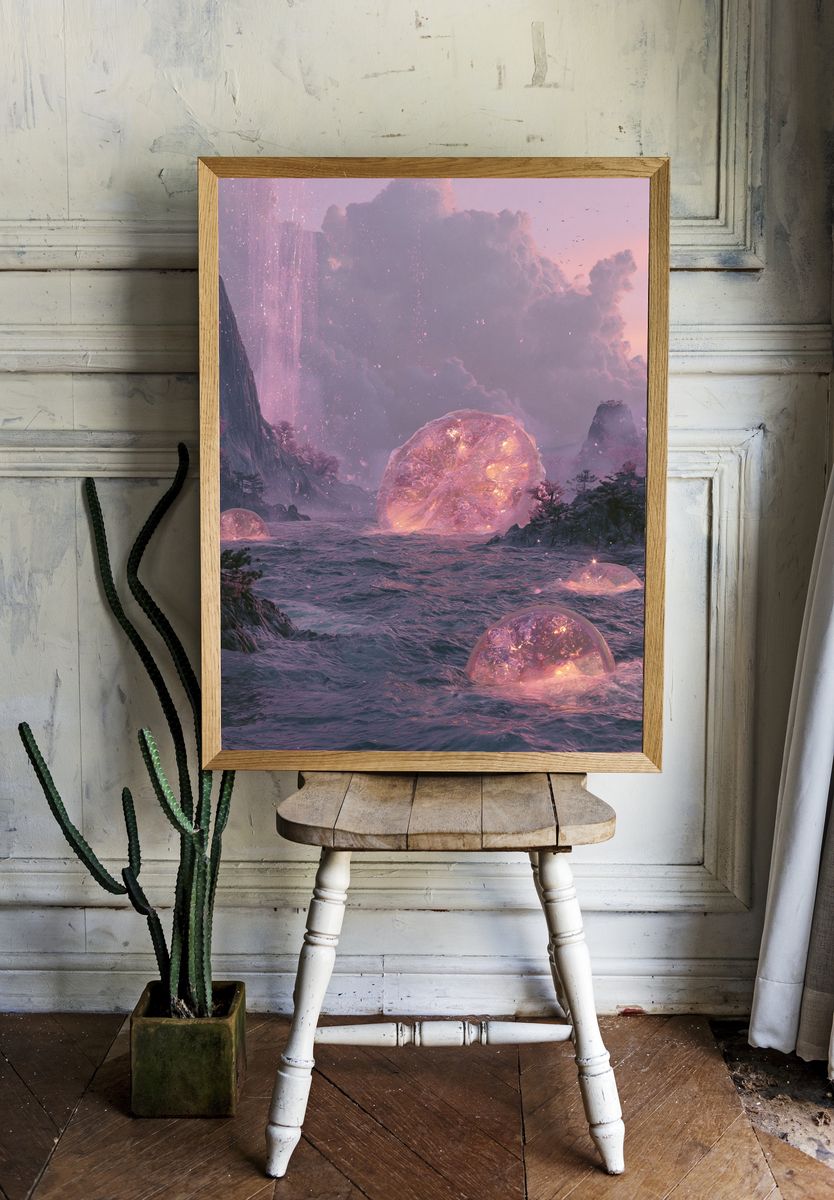 Dreamy Crystal Seascape Poster. room preview