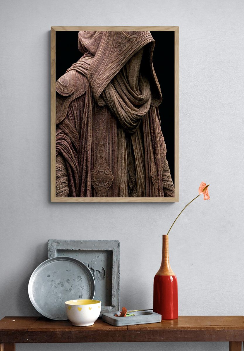 Mystic Hooded Figure Illustration Print. — room view 3