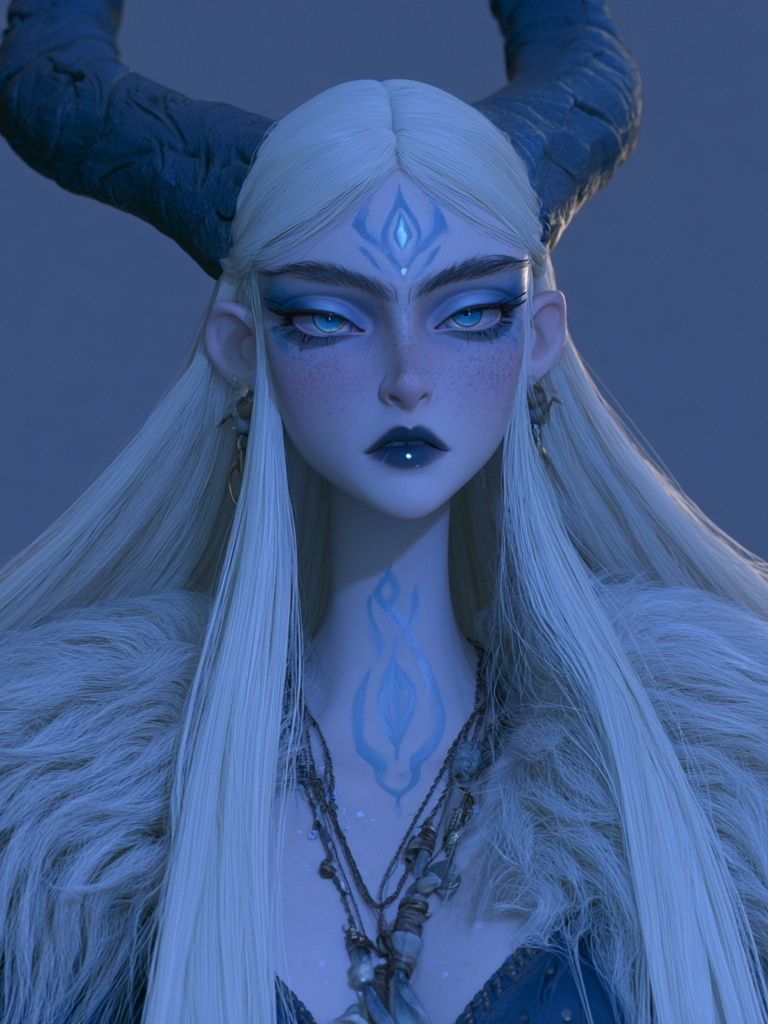 Horned Fantasy Portrait Poster. poster — illustration art