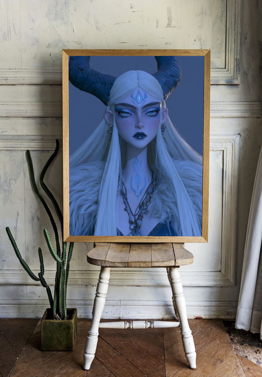 Horned Fantasy Portrait Poster. room preview
