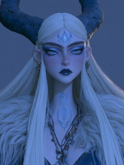 Horned Fantasy Portrait Poster.