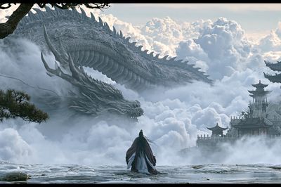 Celestial Dragon Temple Poster. poster