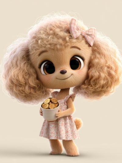 Cute Poodle Girl Illustration Poster. poster
