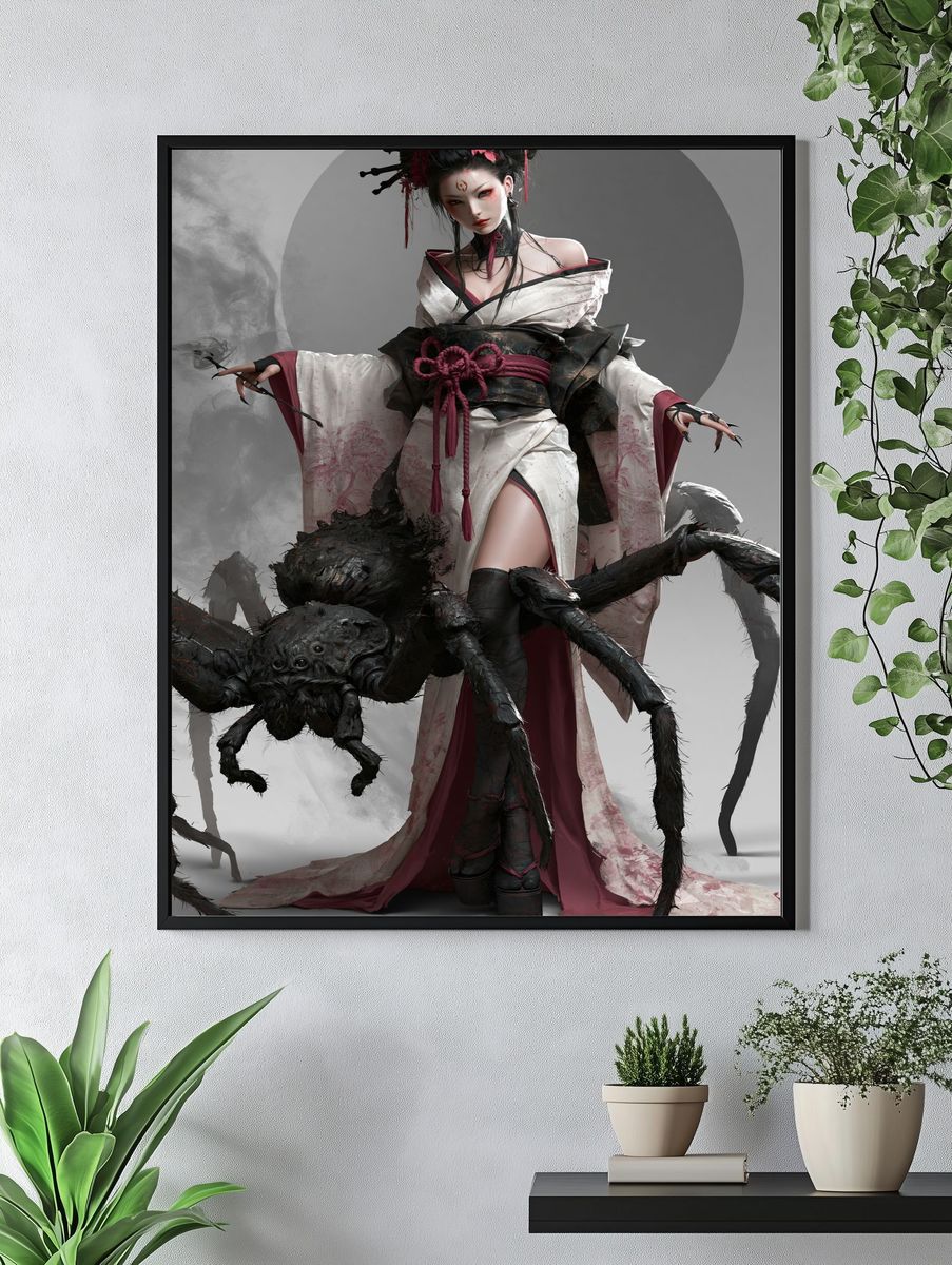 Spider Geisha Digital Art Poster. — room view 4