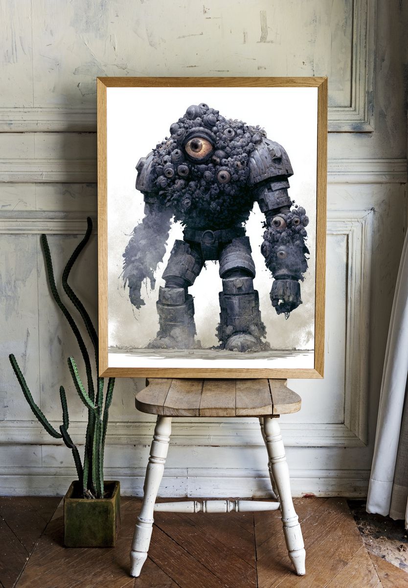 Cyclopean Robot Digital Art Poster. — room view 1