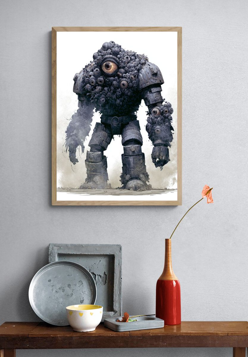 Cyclopean Robot Digital Art Poster. — room view 3