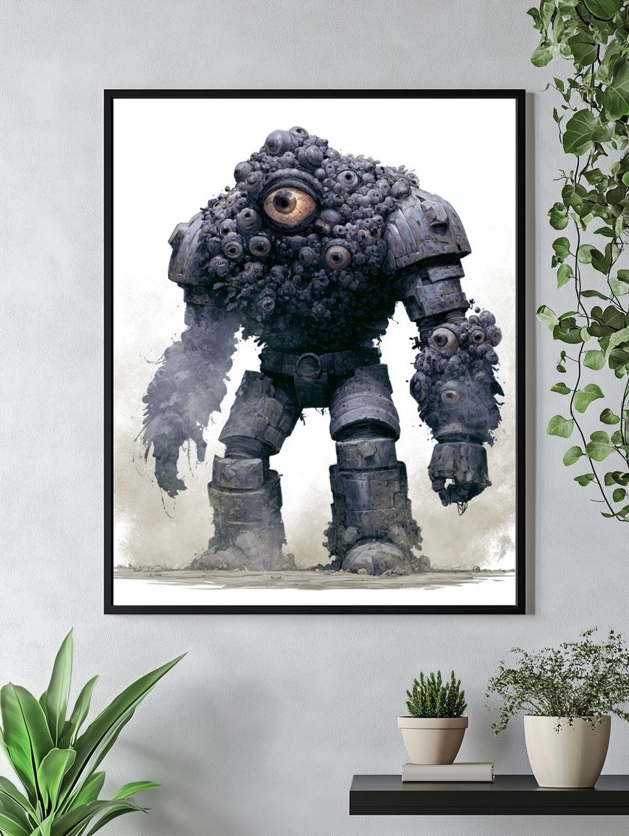 Cyclopean Robot Digital Art Poster. — room view 4