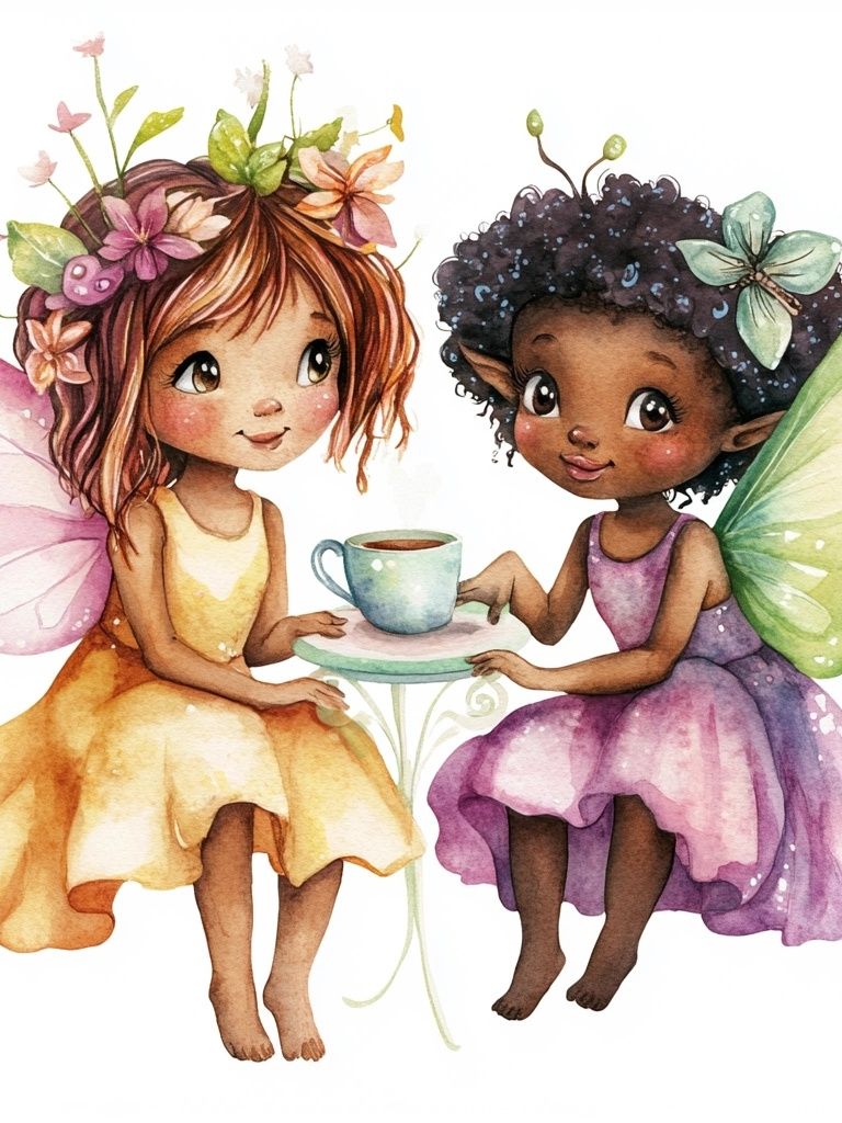 Fairy Tea Party Illustration Print. poster detail