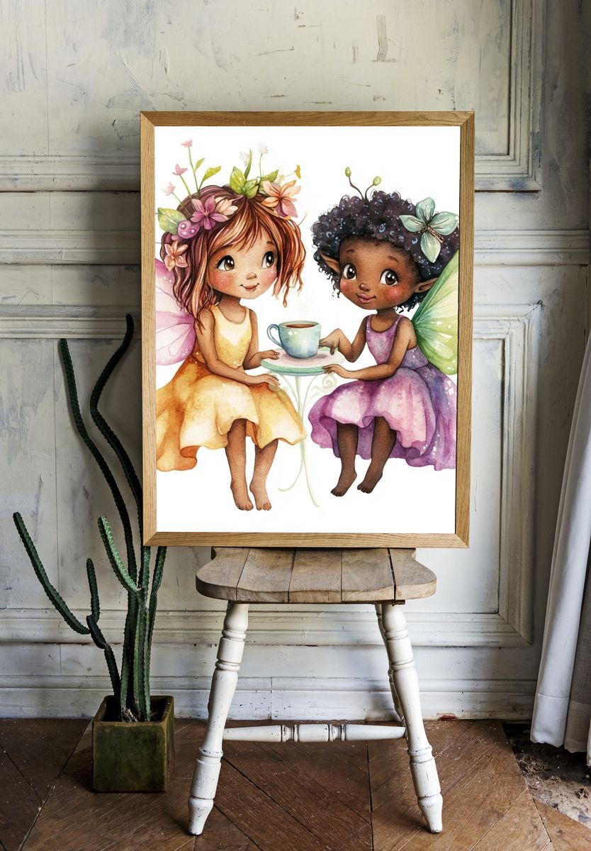 Fairy Tea Party Illustration Print. — room view 1