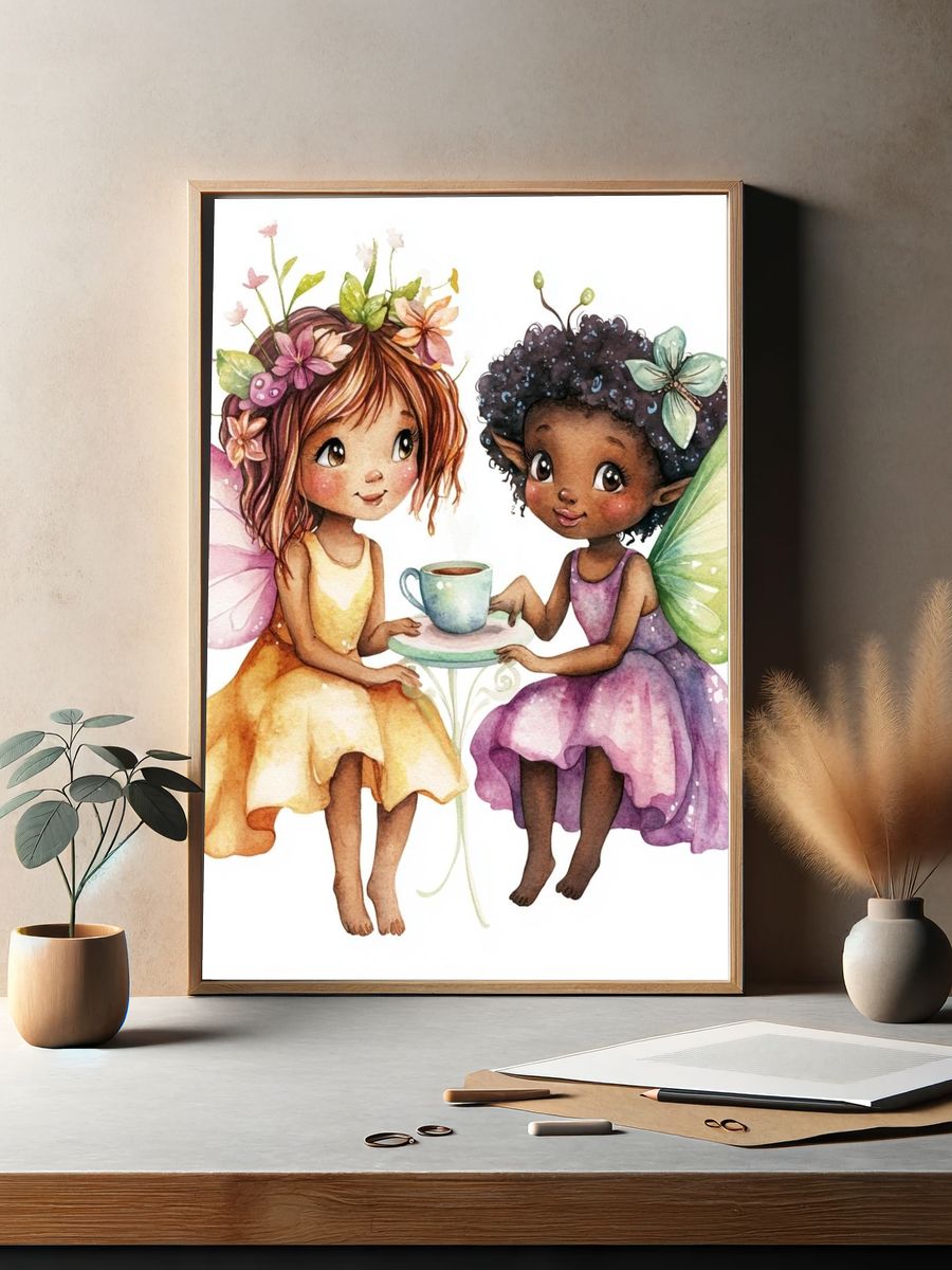 Fairy Tea Party Illustration Print. — room view 2