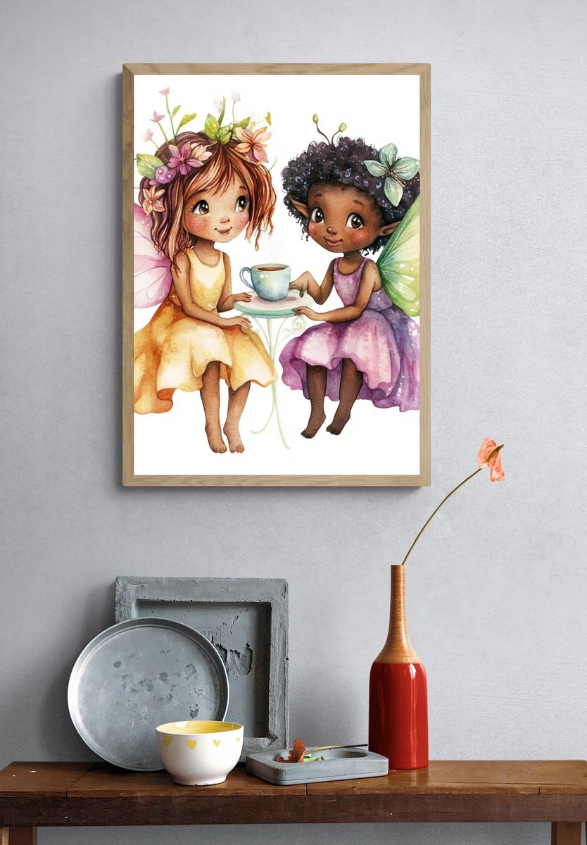 Fairy Tea Party Illustration Print. — room view 3