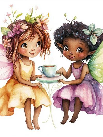 Fairy Tea Party Illustration Print.